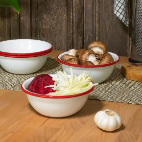 Enamelware cereal bowl enamel bowls red rim