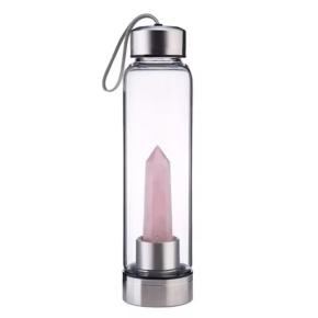 Crystal Water Bottle with Changeable Natural Healing Gemstone 